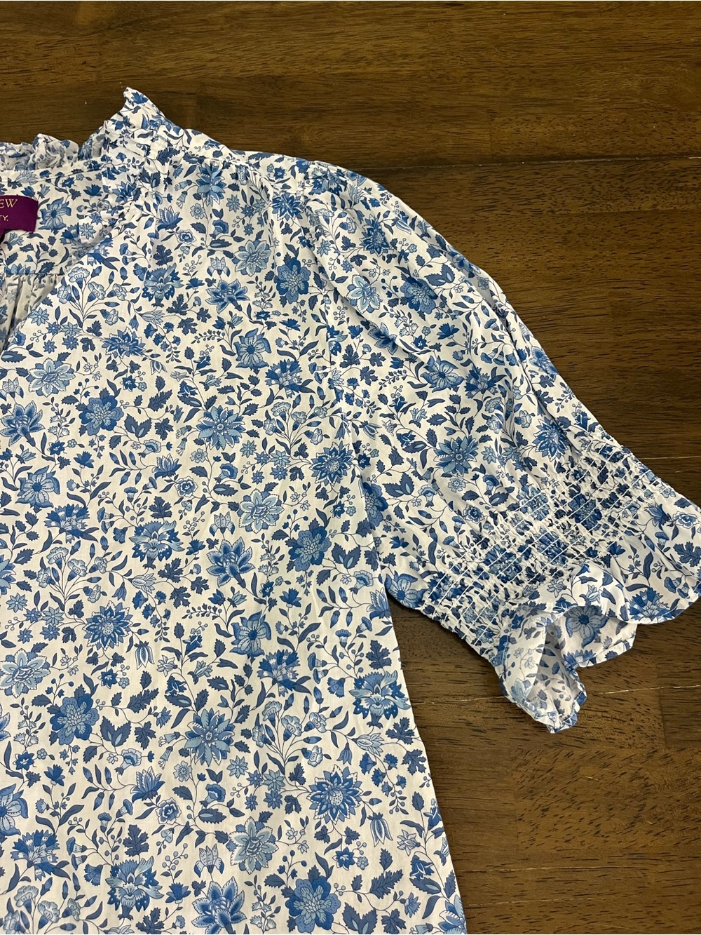 J. Crew Ruffleneck Keyhole Top in Liberty Grace Emily Bell fabric Cotton Medium - Picture 6 of 16